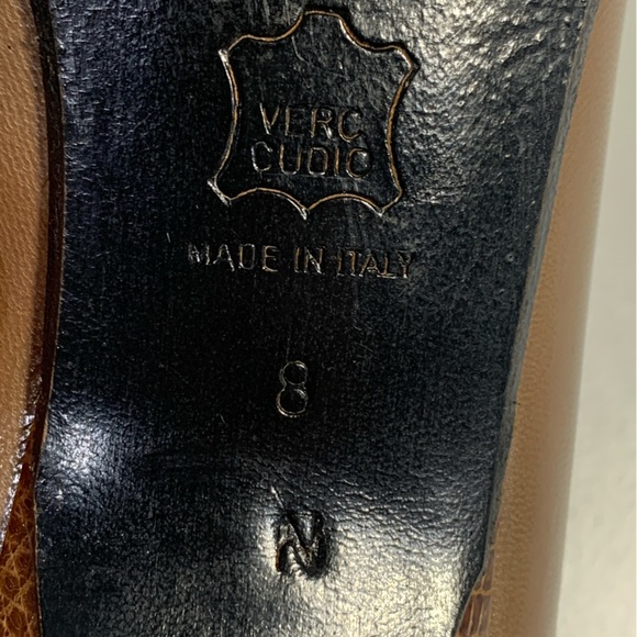 Vintage Yves Saint Laurent Leather Pumps Women’s Mid Heel Shoes Brown Size 8 N - Picture 3 of 13